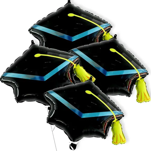 Decoraciones de graduación 2026 | Globo grande de graduación – 22 pulgadas, paquete de 4 | Globos de graduación, sombrero de graduación para