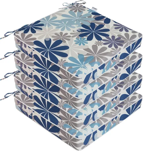 Miniatura 18 de Cojines para sillas de exterior de 19 x 19 pulgadas, impermeables, para muebles de patio, jardín, sofá con cremallera y correas ajustables, juego