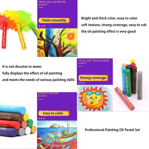 Miniatura 5 de Juego de pasteles al óleo, pintura profesional suave para dibujo, crayones de arte de grafiti lavables redondos no tóxicos, barras de pastel