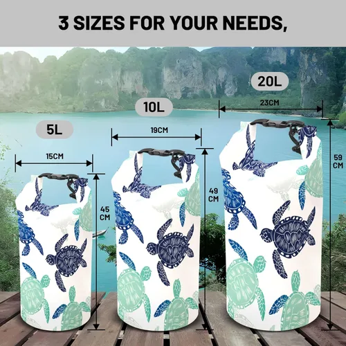 Miniatura 6 de Bolso seco impermeable, mochila impermeable de tortuga marina pequeña con tapa enrollable 5L/10L/20L, bolsas flotantes y ligeras para kayak