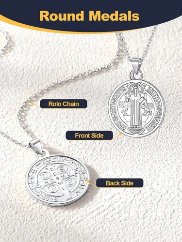 Miniatura 112 de U7 Saint Benedict/Michael Medal Necklace, 316L Stainless Steel Virgin Mary Necklace for Men Women, Bible Verse Protection Necklace Catholic