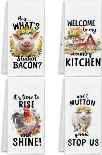 Miniatura 7 de Juego de 4 toallas de cocina para mujeres y hombres, toallas de mano para perros, toallas de cocina para hornear, regalos para amantes