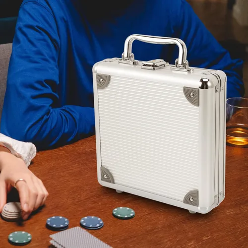 Miniatura 4 de Yardwe Club Poker Chip Holder Poker Chip Case Vacío Aluminio 300 Poker Chip Carrier Gran Capacidad Tarjetas de Poker Titular de Almacenamiento Caso