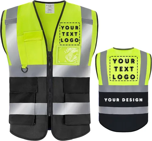 Miniatura 11 de Chaleco de seguridad con logotipo personalizado de alta visibilidad chaleco reflectante Ansi 5 bolsillos clase 2 Hi Vis seguridad construcción ropa