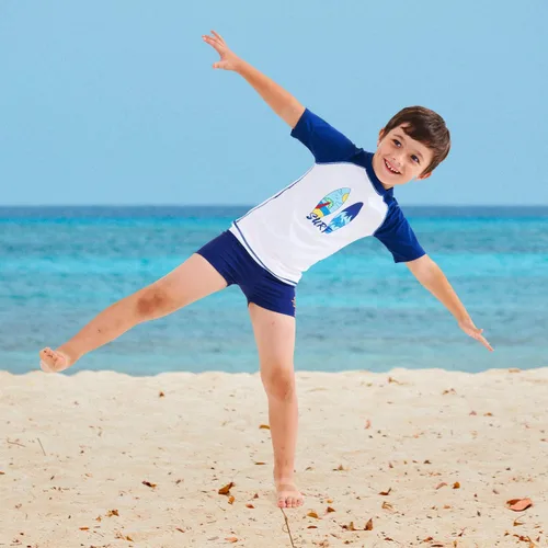 Miniatura 3 de HowJoJo Traje de baño de dinosaurio para niños, de secado rápido, estampado 3D, pantalones cortos de playa UPF 50+