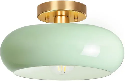 Miniatura 10 de Lámpara de techo semiempotrada, lámpara de techo moderna de mediados de siglo de 11 pulgadas, accesorio de iluminación de pasillo con pantalla