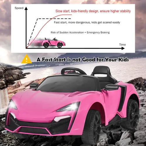Miniatura 7 de Costzon Vehículo eléctrico con batería de 12 V con modos de control manual y remoto, luces LED, bocina, música, MP3, USB, TF, 3 velocidades, Rosa