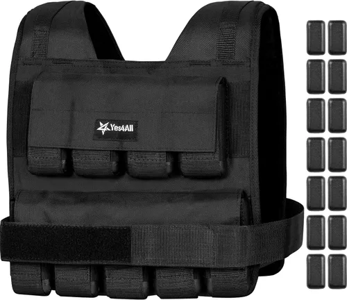 Miniatura 9 de Yes4All - Chaleco con peso ajustable de 11 a 32 libras con tira reflectante, chaleco de peso grande para entrenamiento de fuerza para hombres