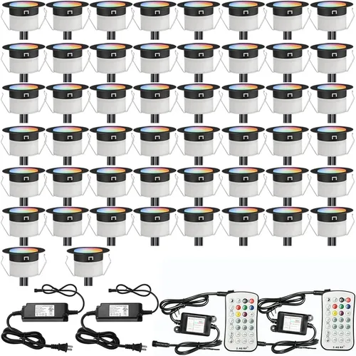 Miniatura 21 de Kit de luces LED para cubierta FVTLED, 10 piezas Φ1.22 WiFi Smart Phone Control de bajo voltaje empotrable RGBW para iluminación de cubierta Rgbw