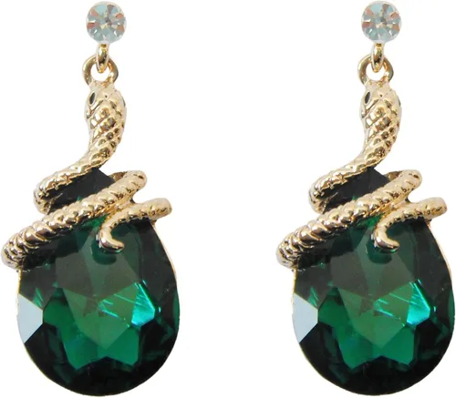 Navachi Pendientes colgantes de gota de serpiente con forma de pera multicolor de cristal chapado en oro de 18 quilates