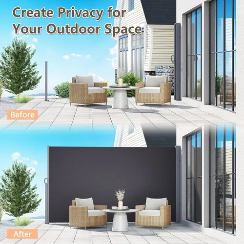 Miniatura 3 de C-Hopetree Toldo lateral retráctil para exteriores, 138 x 71 pulgadas, impermeable, para patio, panel de privacidad para terraza, porche y balcón