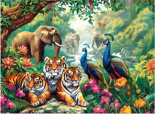 Rompecabezas para adultos, 500 piezas, rompecabezas de elefante y tigre para adultos, niños y ancianos, rompecabezas de animales de pavo real, 500,
