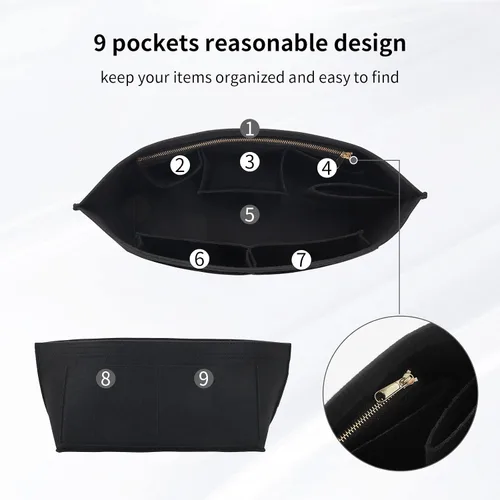 Miniatura 3 de Organizador de fieltro para bolso, organizador de bolsas adecuado para Speedy 35 Neverfull MM y organizador de base para bolsa de mano múltiples