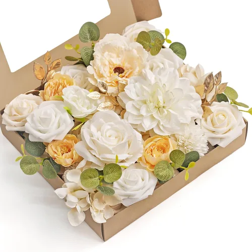 Miniatura 16 de MISSPIN Juego de flores artificiales para bricolaje, ramo de rosas falsas, flores para novia, boda, centro de mesa, decoración de mesa, bohemio