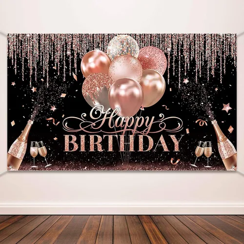 Miniatura 4 de Fondo de oro rosa con purpurina para decoración de fiesta de cumpleaños para mujeres y niñas, fondo de fotografía, suministros de decoración de baby