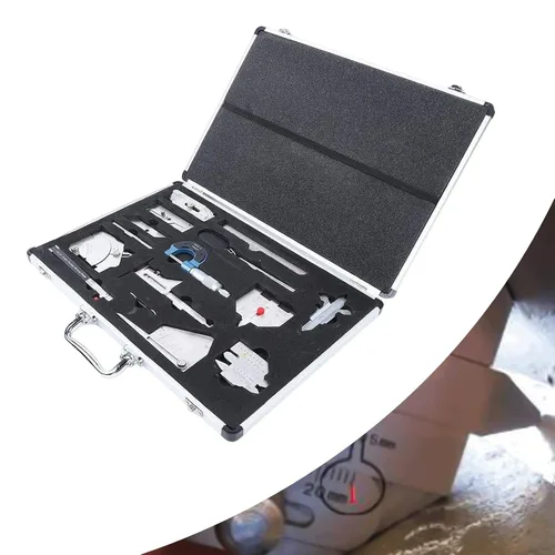 Miniatura 3 de Kit de herramientas de calibre de soldadura de 13 piezas, caja de herramientas portátil de calibre de soldadura, caja de regla de inspección