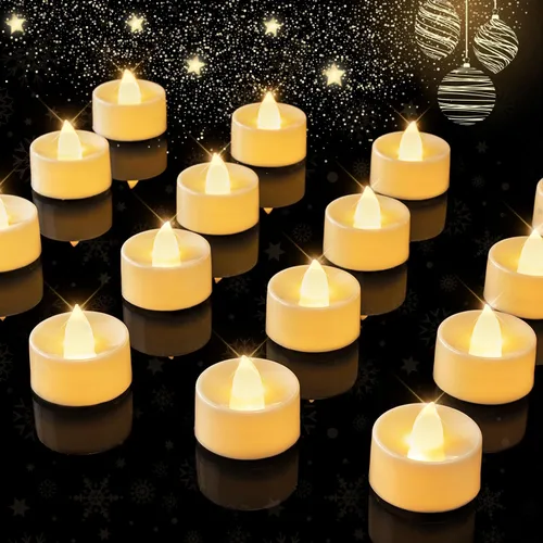 Miniatura 12 de BEICHI Paquete de 24 Velas de Té con Temporizador, Velas LED Operadas a Batería, Vela Votiva Sin Llama Integrada de 6 Horas, Velas Votivas