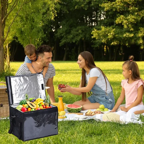 Miniatura 6 de PATIKIL Bolsa aislada para pizza XXXL, bolsa térmica de 19.7 x 15 x 15 pulgadas con divisor, bolsa térmica de catering para alimentos Negro