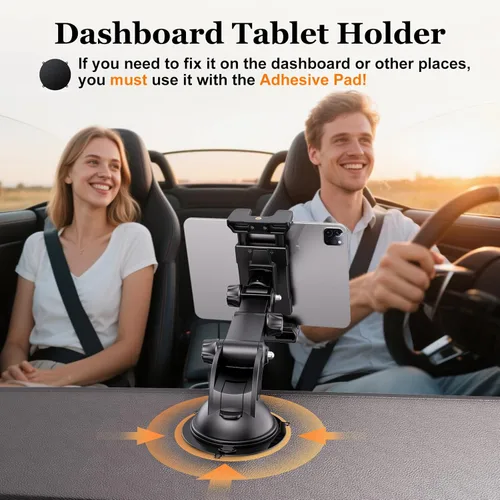 Miniatura 4 de OHLPRO Soporte para tablet para tablero de automóvil [soporte de ventosa] escritorio de pared para parabrisas, soporte ajustable para iPad mini Air