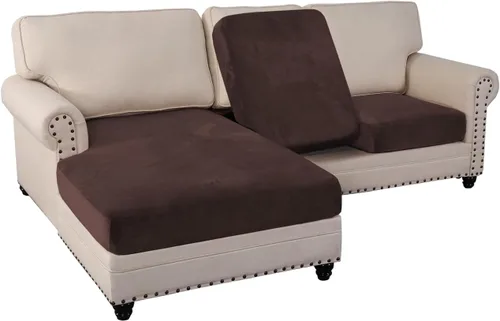 PrinceDeco Fundas para sofá modular, 3 piezas, fundas de terciopelo para sofá, en forma de L, fundas de sofá suave para sofá seccional, funda de
