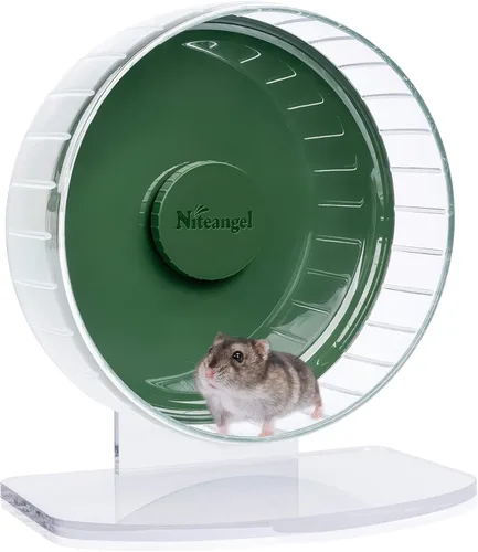 Miniatura 25 de Niteangel - Ruedas de ejercicio supersilenciosas para hámster, con soporte ajustable, para ratones, jerbos u otros animales pequeños