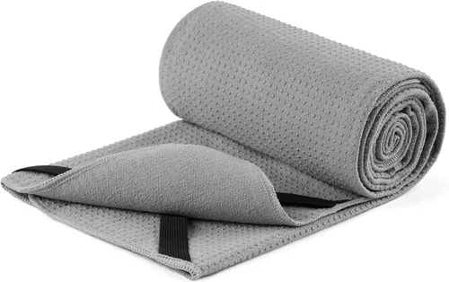 Miniatura 9 de MICROFI Toalla Estera de Microfibra para Yoga Caliente, 24 x 72 pulgadas, con Agarre de Silicona Antideslizante, Correas Elásticas de Ajuste Seguro