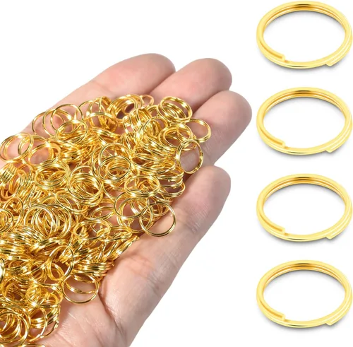 Miniatura 8 de 300 llaveros pequeños dorados de 1/2 pulgada, anillos divididos de doble bucle, mini llavero de metal para llavero, etiqueta de collar de mascotas
