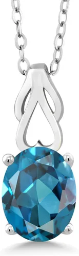 Miniatura 100 de Gem Stone King Collar de plata de ley 925 con piedra natal ovalada de 0.354 x 0.276 in Collar con colgante solitario para mujer Con cadena