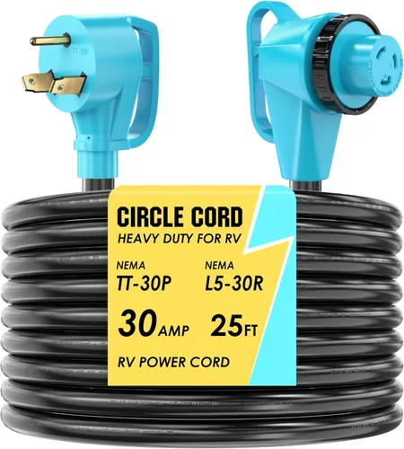 Miniatura 14 de CircleCord Cable de alimentación para caravana de 30 amperios de 36 pies con bloqueo giratorio, resistente calibre 10, 3 cables, STW de cobre puro