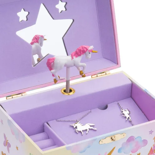 Miniatura 3 de Jewelkeeper Caja de música de unicornio y juego de joyas para niñas pequeñas 3 regalos de unicornio para niñas caja de joyería de unicornio