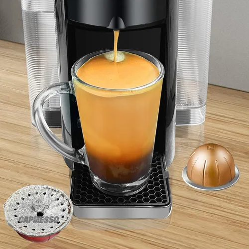 Miniatura 2 de CAPMESSO Tapas de papel de aluminio para cápsulas reutilizables de Nespresso Vertuolina, cubiertas adhesivas para cápsulas de café, sellos