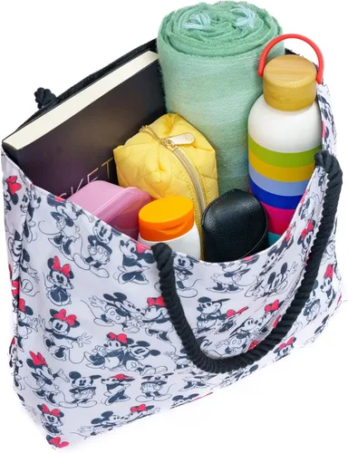 Miniatura 5 de Disney Bolso de mano Mickey Mouse y Minnie Mouse, bolso grande para vacaciones en parque temático, bolsa de viaje, bolsa grande, bolsa de trabajo