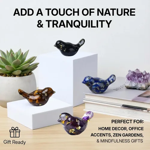 Miniatura 5 de 10PCS Crystal Bird Figurines Mini Resin Animal Statues Small Decorative Glass Birds for Home Decor Fairy Garden Supplies Unique Gifts for Women and