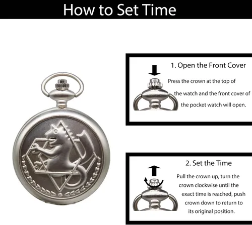 Miniatura 5 de SIMAOTE Fullmetal Alchemist Pocket Watch Vintage Quartz Pocket Watch with Chain for Men Women Cosplay Accessories Anime Merch