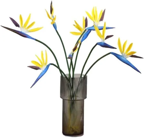 Paquete de 8 flores artificiales de 21-1/2 pulgadas, ave del paraíso, planta verde para decoración del hogar, jardín, oficina, veranda, decoración