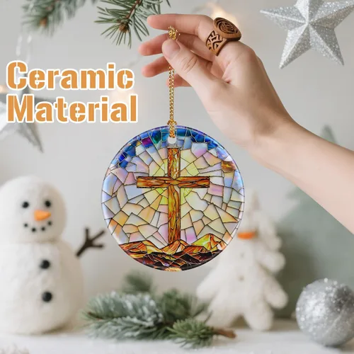 Miniatura 2 de Adorno de Cruz Católica, Adornos de Navidad Cristianos, Adornos de Árbol de Navidad, Decoración Religiosa de Vacaciones Regalos para Cristianos