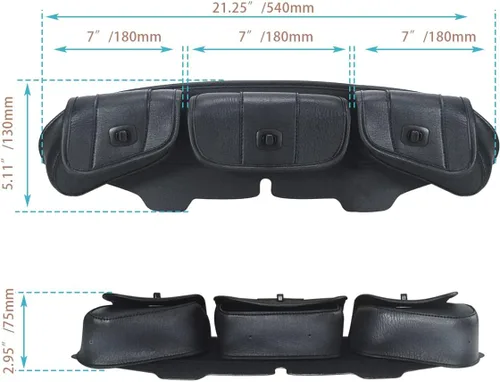 Miniatura 7 de FOVPLUE Bolsa para Parabrisas, Bolsa de Carenado Batwing de Tres Bolsillos para Harley Electra Glide Street Glide Trike FLHTCU/I FLHTCUTG FLHXXX