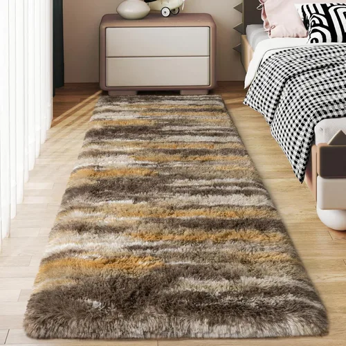 Miniatura 63 de Alfombras suaves para pasillos de dormitorio, nuevas, con parte inferior antideslizante mejorada, de 2 x 3, alfombra esponjosa y peluda verde