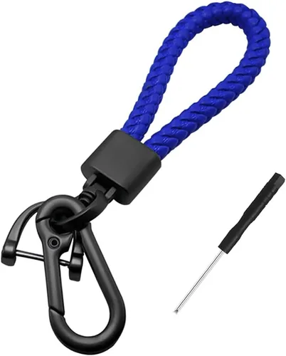 Miniatura 11 de Llavero de llaves de coche con bellota y trenzado en paracord, llavero de cuero trenzado grueso para hombres y mujeres, adecuado para todos los Negro