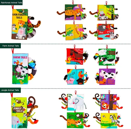 Miniatura 2 de beiens Juguetes para bebés, libros suaves y arrugados de tela para tacto y tacto, juguetes para bebés de 0-3-6-12-18 meses, juego de regalos de baby