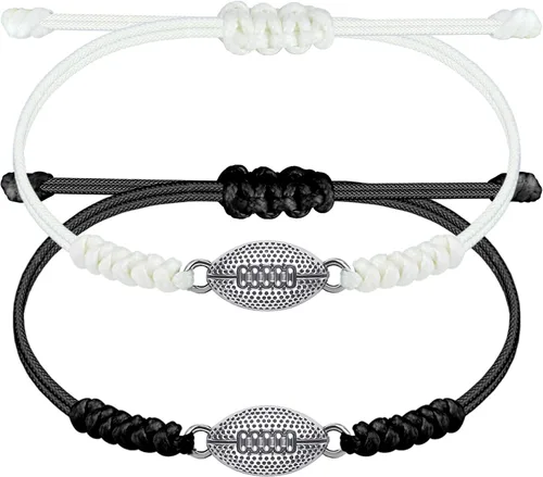 SmileBelle 2 pulseras trenzadas deportivas para niño y niña, para fútbol, béisbol, voleibol, baloncesto, fútbol, béisbol, regalo