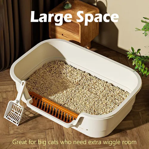 Miniatura 2 de Caja de Arena Extra Grande para Gatos con Lados Altos, Cajas de Arena para Gatos de Interior, Bandeja de Arena para Gatito, Caja de Arena