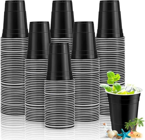 Lounsweer 100 vasos desechables de graduación de 16 onzas para fiesta, vasos de plástico resistentes para agua potable, para cumpleaños, baby