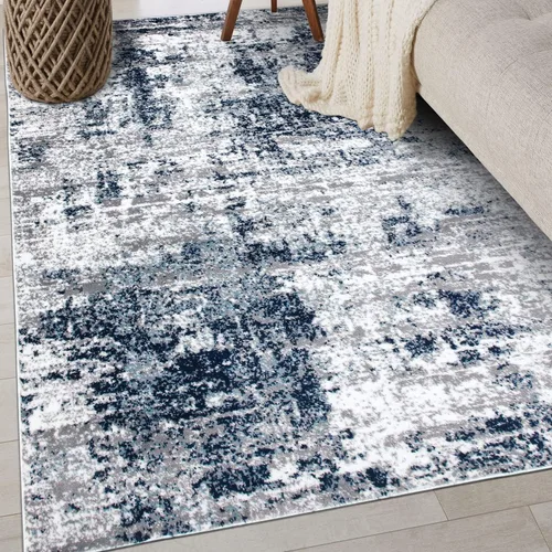 Miniatura 20 de Rugshop Alfombra abstracta azul envejecida moderna inspirada en estilo bohemio para entrada, cocina y baño, 2 x 3 pies