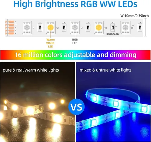 Miniatura 2 de GIDEALED Kit de tira de luces LED RGBW WiFi inteligente de 32.8 pies, compatible con Alexa Google Assitant, soporte de control de voz, a través