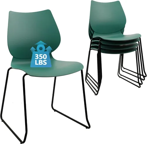 KLASIKA Silla apilable para sala de espera, silla de oficina apilable con soporte lumbar ergonómico y patas de metal, sillas de escritorio de
