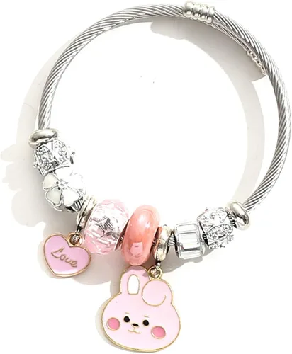 Linda pulsera de anime, pulseras de acero inoxidable para mujer, pulsera de eslabones colgantes, regalo de joyería para fanáticos y niñas