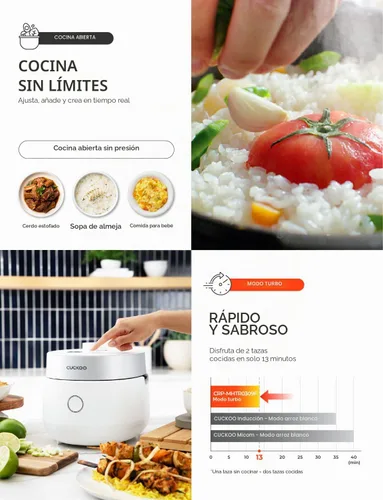 Miniatura 7 de CUCKOO CRP-MHTR0309F Arrocera de calentamiento por inducción de presión doble de 3 tazas (sin cocinar) 11 opciones de menú: alta/sin presión