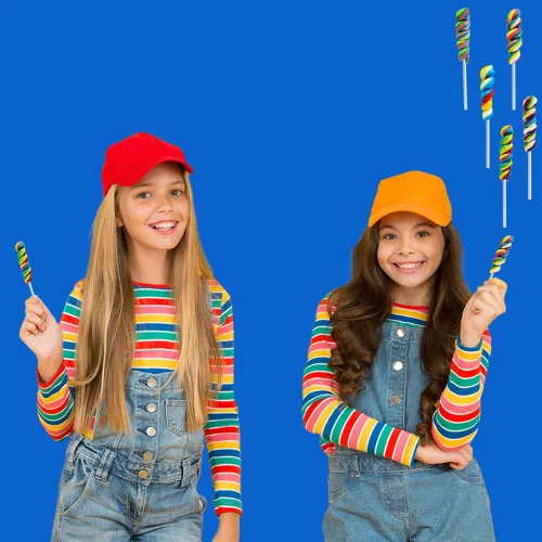 Miniatura 7 de Paleta Twist Rainbow de 12 unidades, variedad de 4 colores, sabor a fruta mixta, envuelta individualmente, ventosa de 3 pulgadas (paquete de 12)