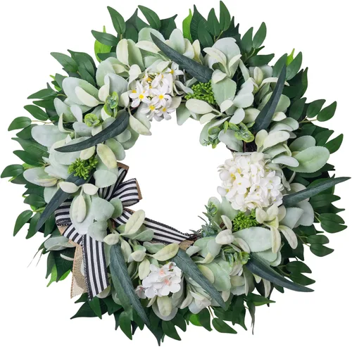Miniatura 8 de Coronas de oreja de cordero para puerta delantera, ventana, porche, corona de primavera y verano de 20 a 22 pulgadas para granja